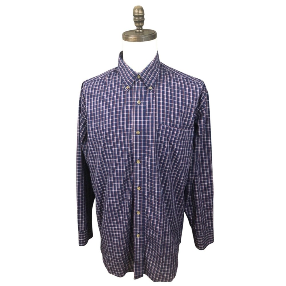 Wrangler Riata XL Shirt Blue Red Plaid Mens Button Down Shirt